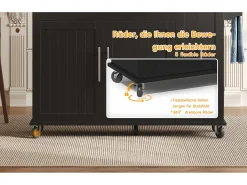 Isla de cocina con ruedas - 120 x 40/65 x 90 cm - con almacenaje extraíble + 2 cajones + 2 puertas - negro