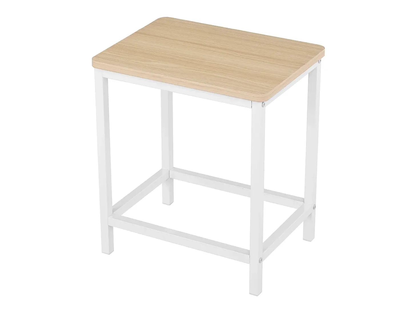 Isla de cocina con ruedas con 2 puertas y 2 sillas - Zona de comedor extensible - Blanco y natural claro