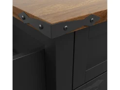 Isla de cocina con ruedas - 140 x 45 x 90 cm - con encimera extensible + 4 puertas + 2 cajones - Metal + MDF - negro