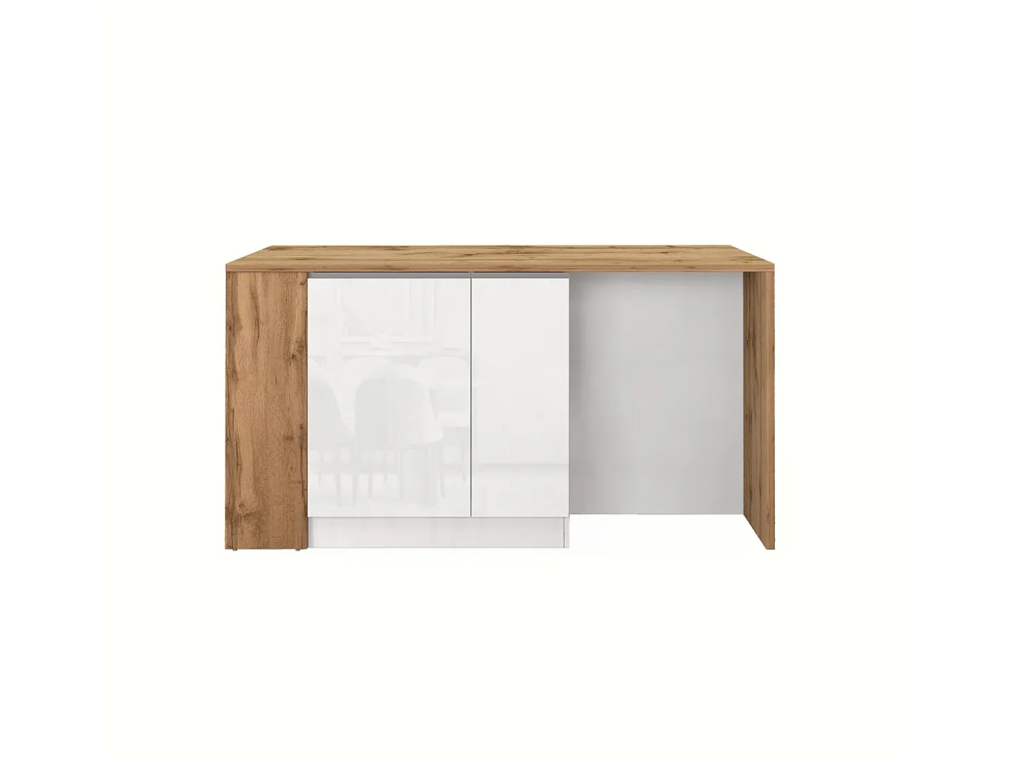 Isla de cocina efecto madera blanco brillo/roble 168x90x91 cm