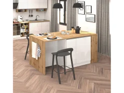 Isla de cocina efecto madera blanco brillo/roble 168x90x91 cm