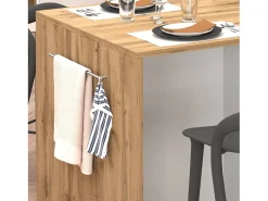 Isla de cocina efecto madera blanco brillo/roble 168x90x91 cm