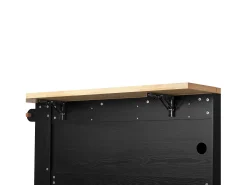 Isla de cocina extensible - 130 x 40-65 x 92 cm - con estantes + 5 cajones + 2 puertas - MDF - negro