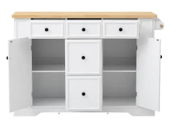 Isla de cocina extensible - 130 x 40-65 x 92 cm - con estantes + 5 cajones + 2 puertas - MDF - blanco