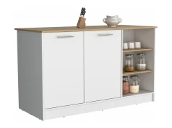 Isla de cocina Ginger en melamina con 7 estantes y 2 puertas , multicolor , 90.6 cm X 150 cm X 67 cm