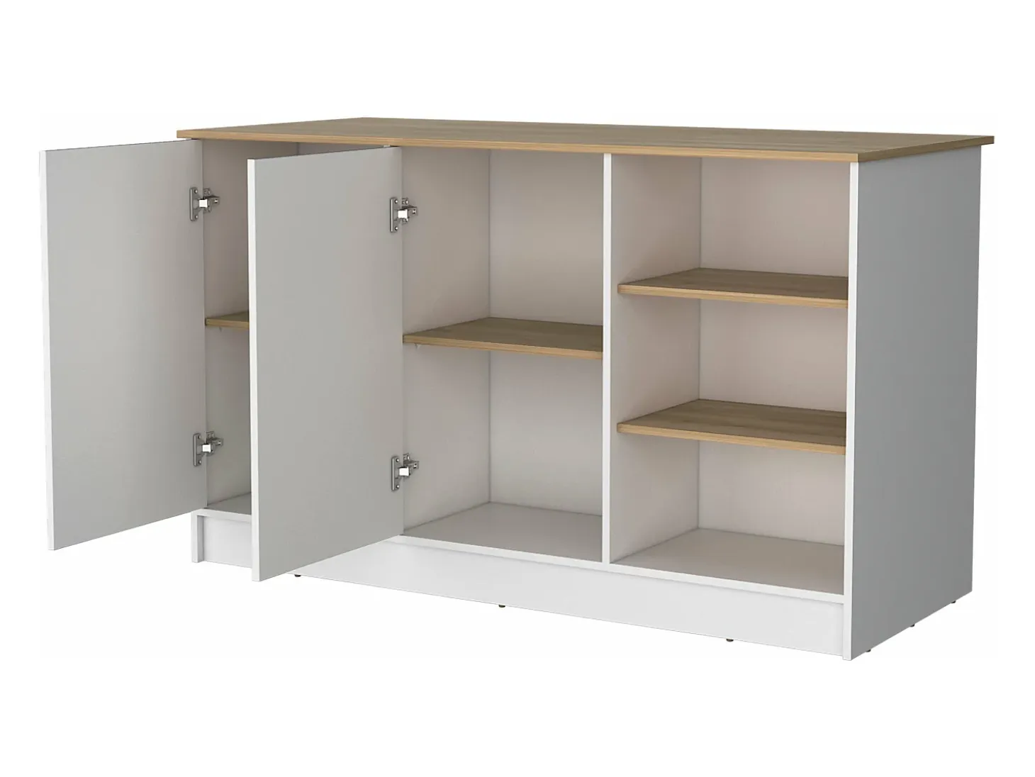 Isla de cocina Ginger en melamina con 7 estantes y 2 puertas , multicolor , 90.6 cm X 150 cm X 67 cm
