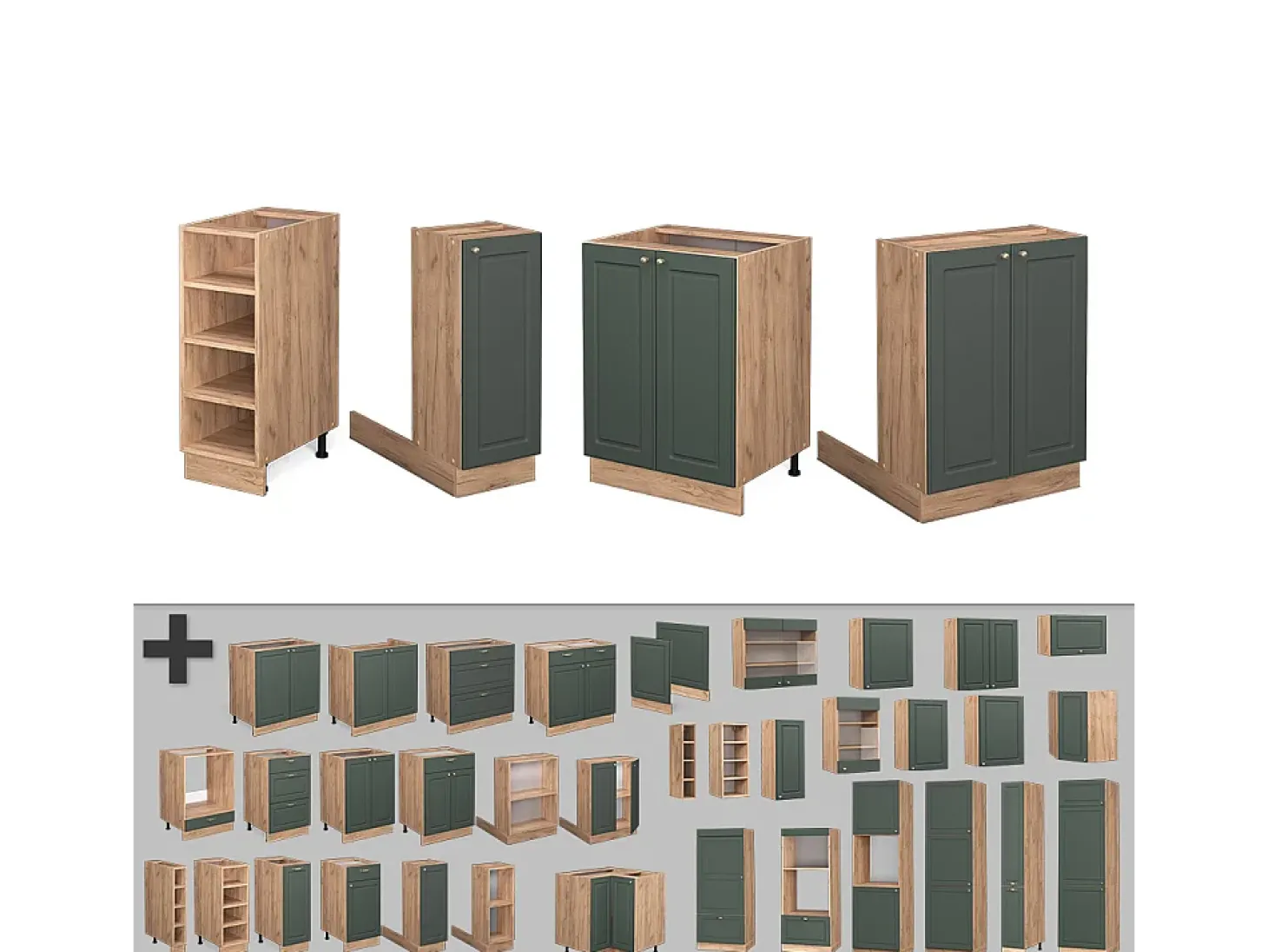 Isla de cocina green-gold country/gold power roble 90x60x82 fame-line