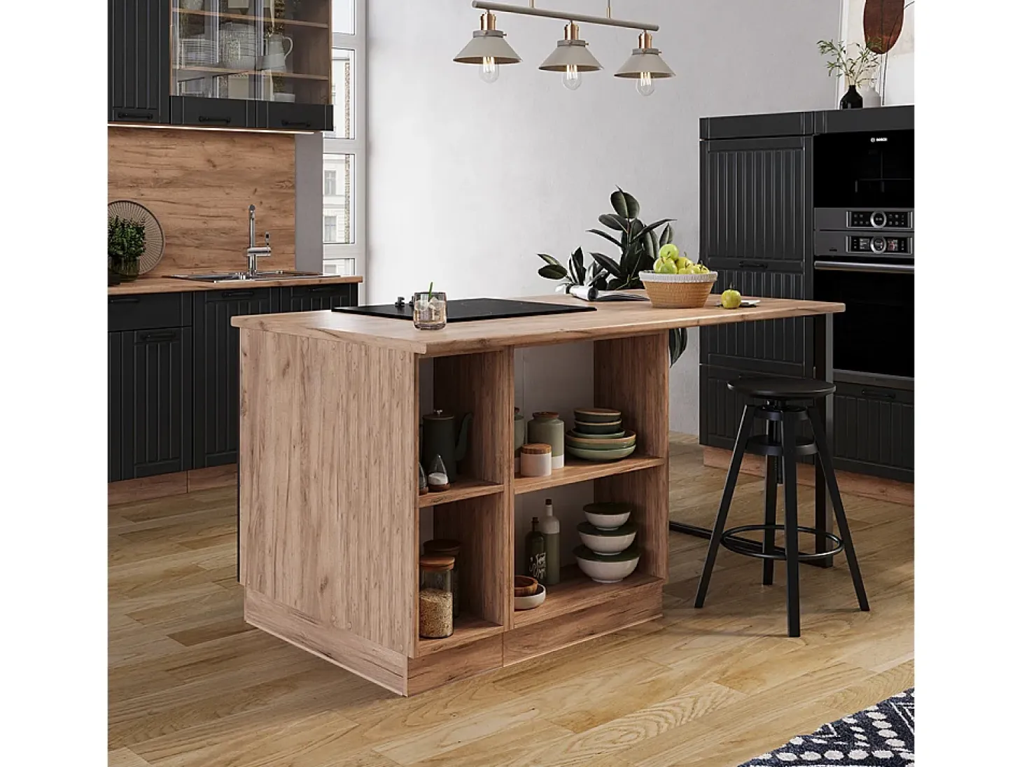 Isla de cocina gris oscuro 90x60x82 fame-line