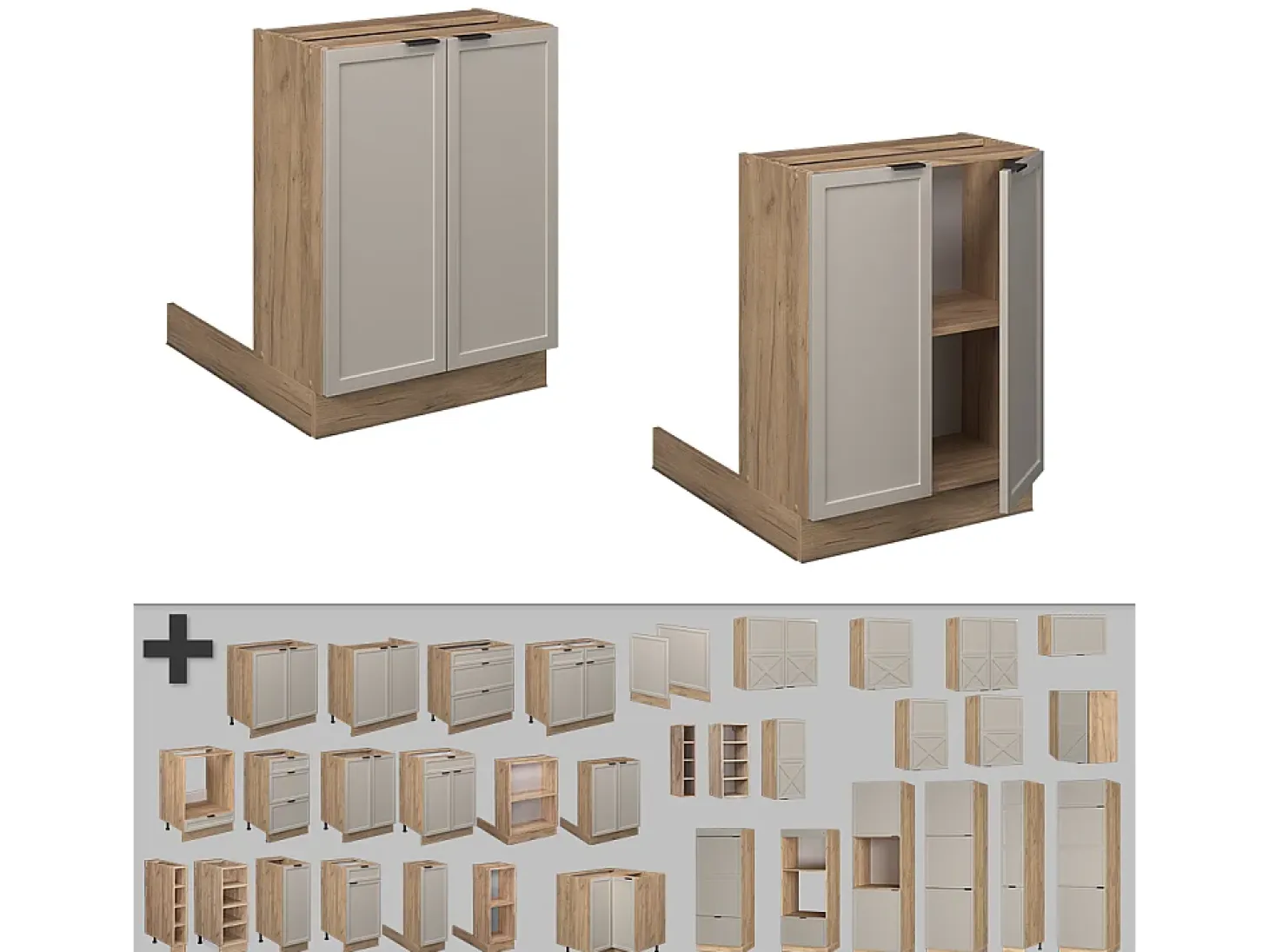 Isla de cocina grisbeige 60x30x82 fame-line