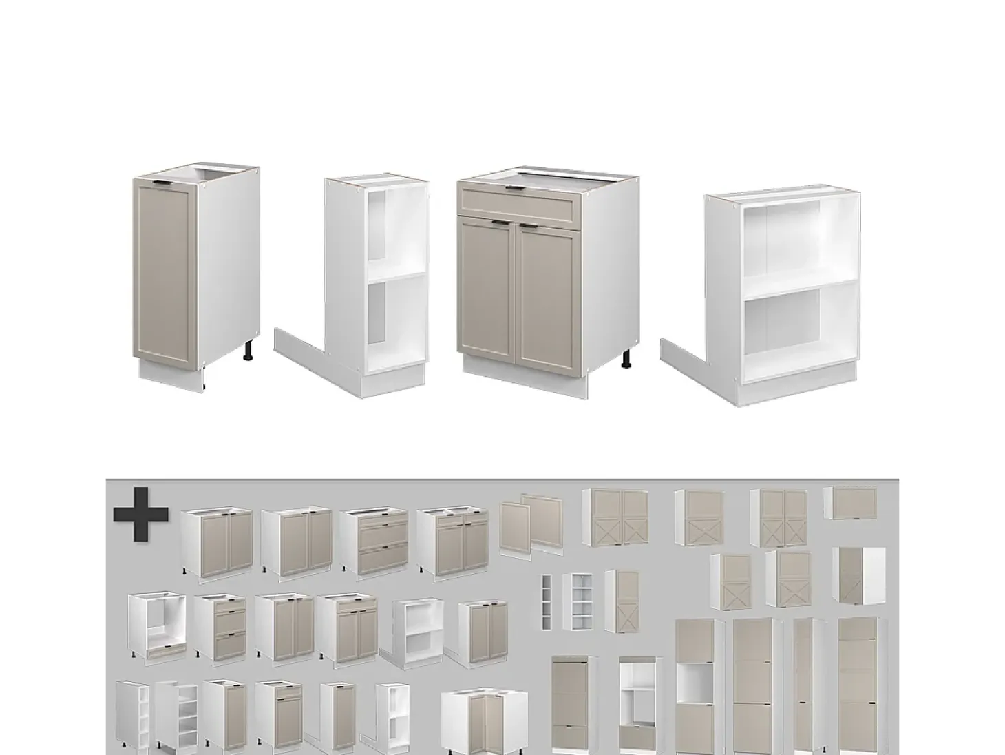 Isla de cocina grisbeige 90x60x82 fame-line