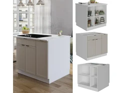 Isla de cocina grisbeige 90x60x82 fame-line