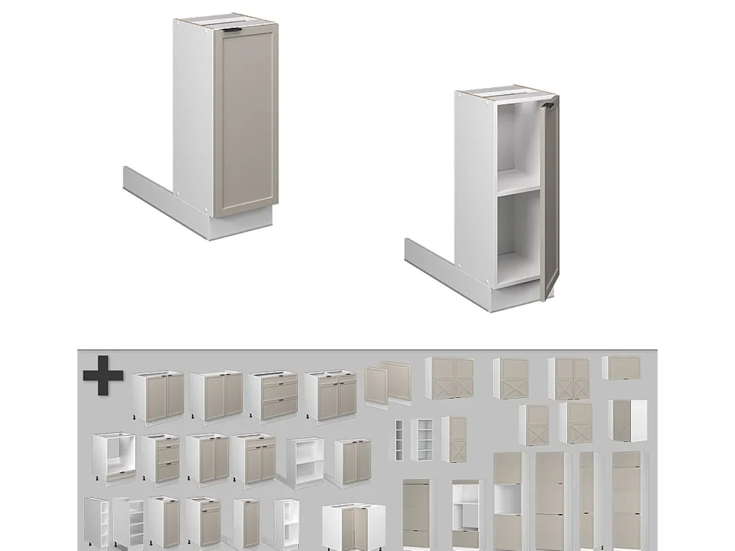 Isla de cocina grisbeige 30x70x82 fame-line