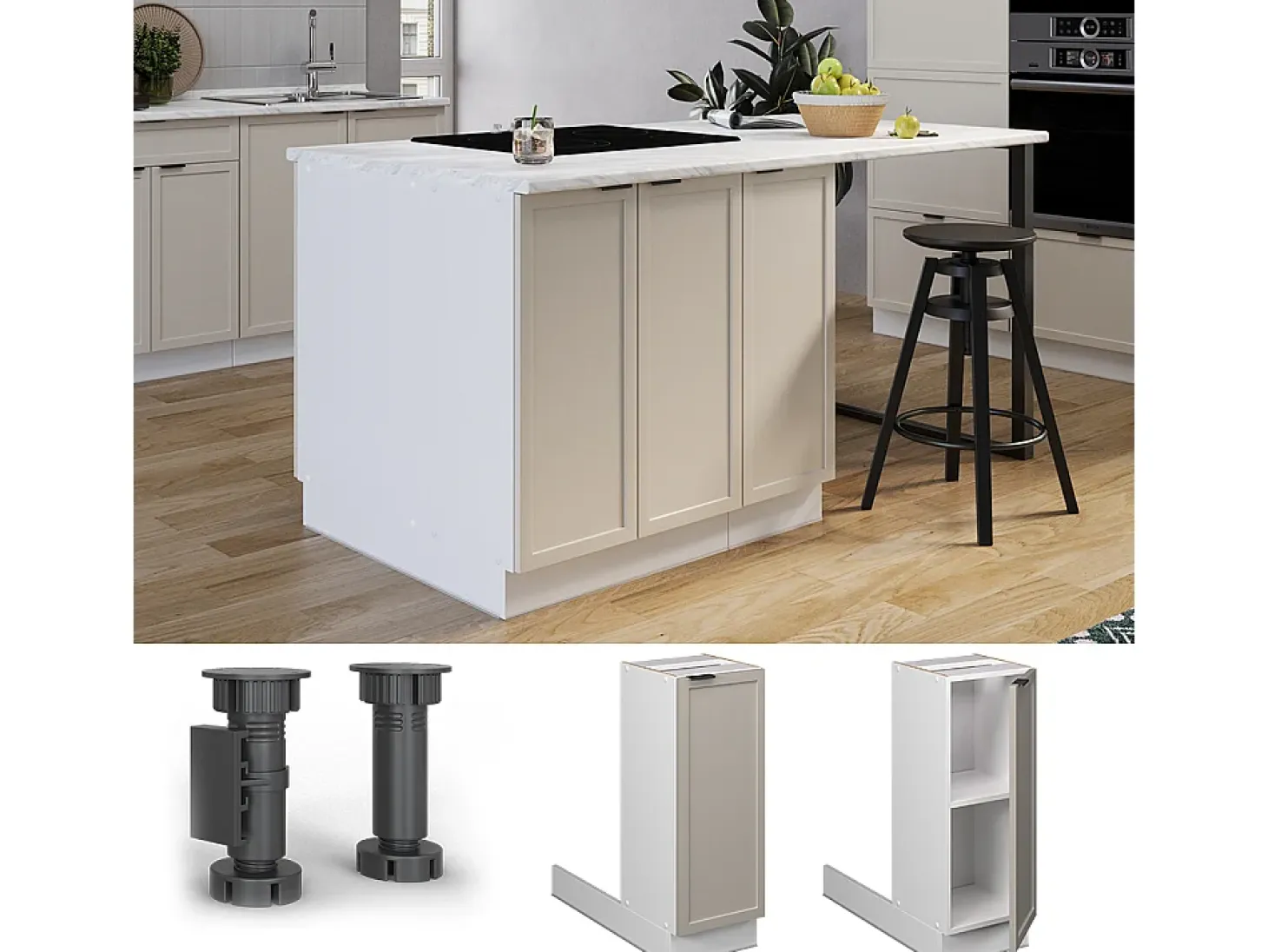Isla de cocina grisbeige 30x70x82 fame-line