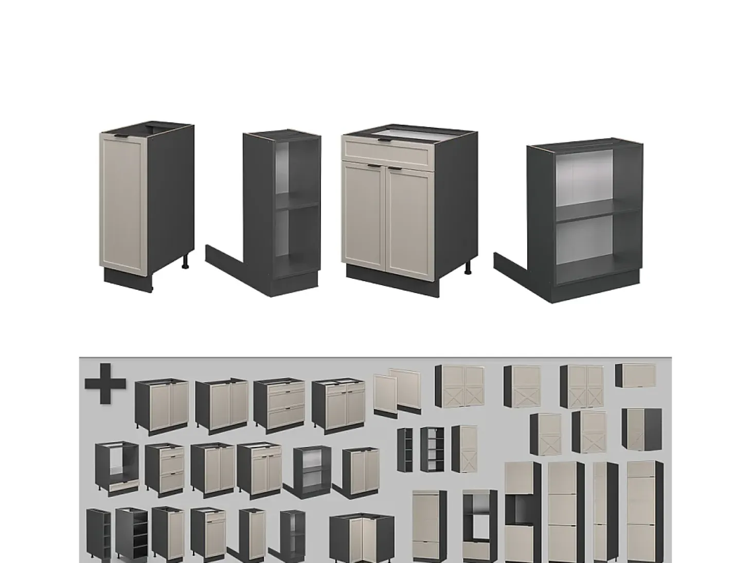 Isla de cocina grisbeige 90x60x82 fame-line