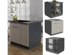 Isla de cocina grisbeige 90x60x82 fame-line