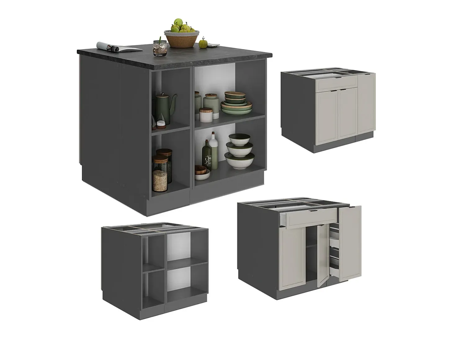 Isla de cocina grisbeige 90x60x82 fame-line