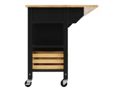 Isla de cocina moderna con encimera de madera, 3 cajones, cesta de pino, función de almacenaje multifuncional, color blanco (120x45x90 cm)