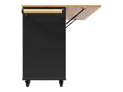 Isla de cocina moderna, mueble de almacenaje, mesa extensible con espacio de almacenaje, MDF, negro (133x49,2x88 cm)