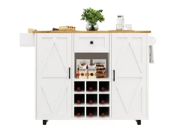 Isla de cocina moderna, mueble de almacenaje multifuncional, MDF jaspeado blanco, patas metálicas cruzadas (137,5x40x95,6 cm)