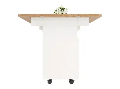 Isla de cocina moderna, tablero abatible, carrito multifunción, aparador de MDF y cristal, color blanco (120x30x79,5 cm)