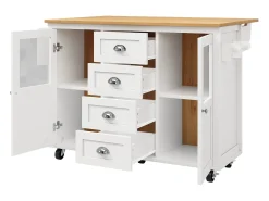 Isla de cocina móvil 137,9×73×92,5 cm - 4 cajones y 2 puertas - encimera extensible - blanco