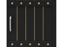 Isla de cocina móvil - Isla de cocina negra con puerta corredera y ruedas - encimera abatible - 3 cajones
