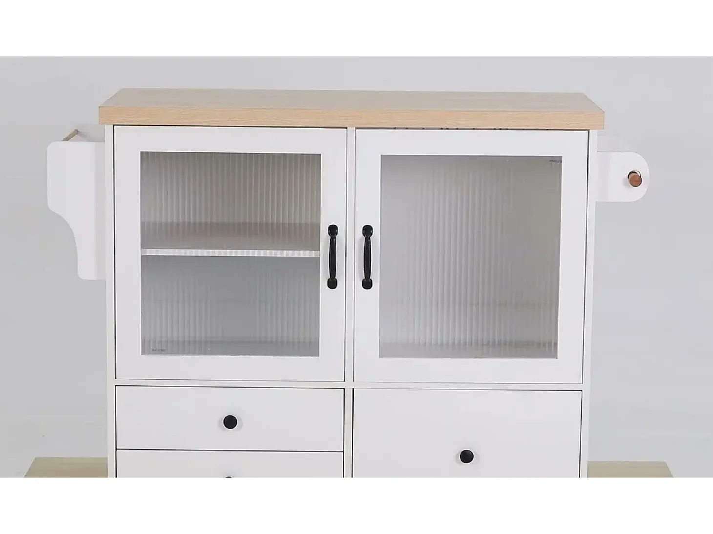 Isla de cocina móvil 100x42x91.5cm - encimera extensible - espacio de almacenamiento multifuncional - blanco