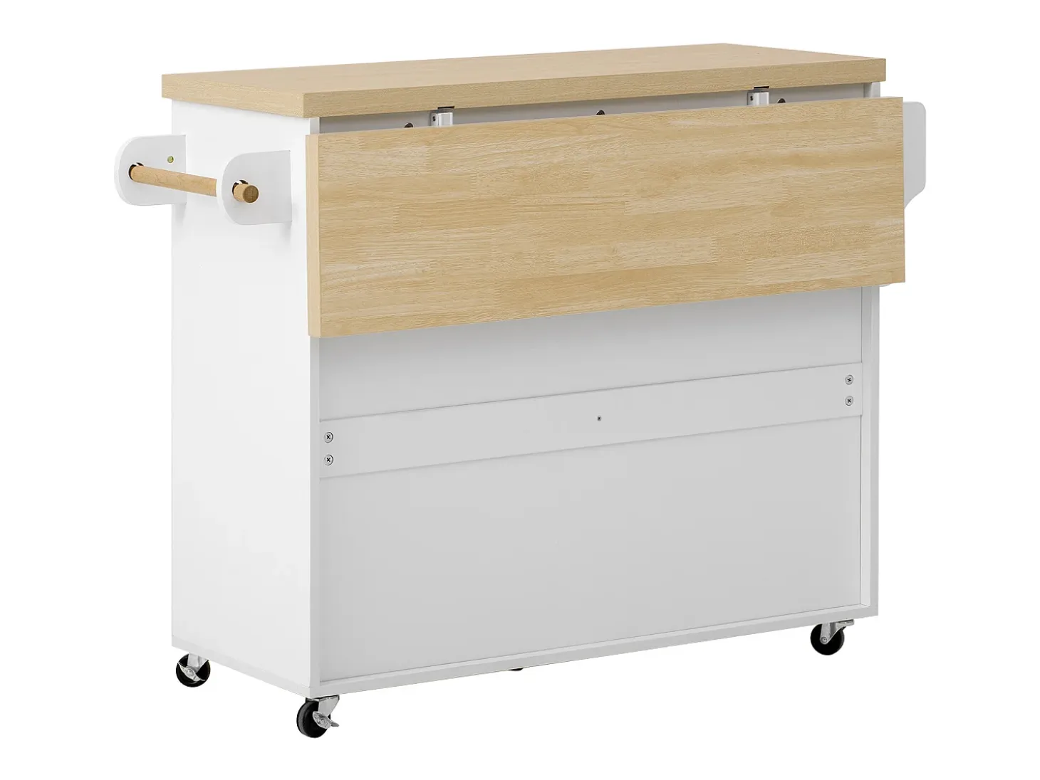 Isla de cocina móvil 100x42x91.5cm - encimera extensible - espacio de almacenamiento multifuncional - blanco