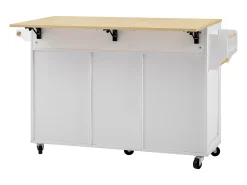 Isla de cocina móvil 140x40x92cm - encimera extensible - espacio de almacenamiento multifuncional - ​​blanco​