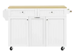 Isla de cocina móvil 140x40x92cm - encimera extensible - espacio de almacenamiento multifuncional - ​​blanco​