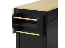 Isla de cocina móvil 140x40x92cm - encimera extensible - espacio de almacenamiento multifuncional - negro