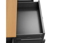 Isla de cocina negra con 5 cajones - Carrito de cocina de 1 puerta con 3 compartimentos abiertos - Especiero y toallero