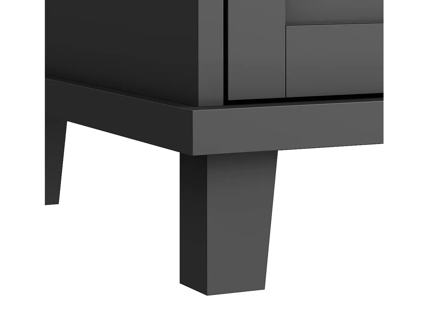Isla de cocina negra con 5 cajones - Carrito de cocina de 1 puerta con 3 compartimentos abiertos - Especiero y toallero