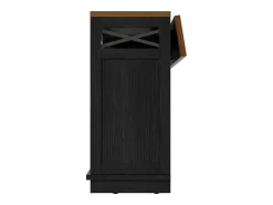 Isla de cocina negra de 3 puertas y 3 cajones - Carrito de cocina con toallero y almacenaje abierto - Parte superior plegable