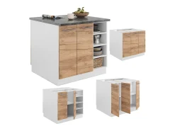Isla de cocina oro potencia roble/blanco 90x60x82 fame-line