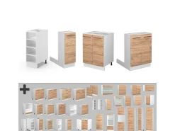 Isla de cocina oro potencia roble/blanco 90x60x82 fame-line