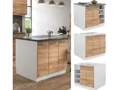 Isla de cocina oro potencia roble/blanco 90x60x82 fame-line