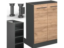 Isla de cocina oro power roble/antracita 90x60x82 fame-line