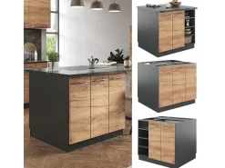 Isla de cocina oro power roble/antracita 90x60x82 fame-line