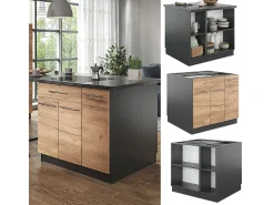 Isla de cocina oro power roble/antracita 90x60x82 fame-line