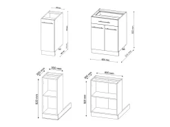 Isla de cocina oro power roble/antracita 90x60x82 fame-line