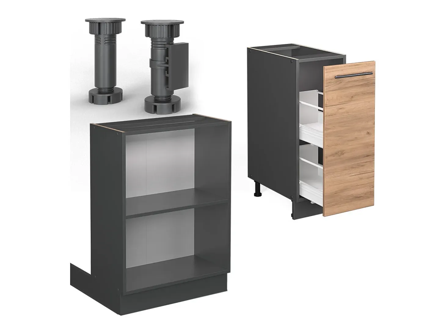 Isla de cocina oro power roble/antracita 90x60x82 fame-line