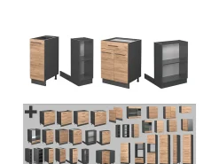 Isla de cocina oro power roble/antracita 90x60x82 fame-line