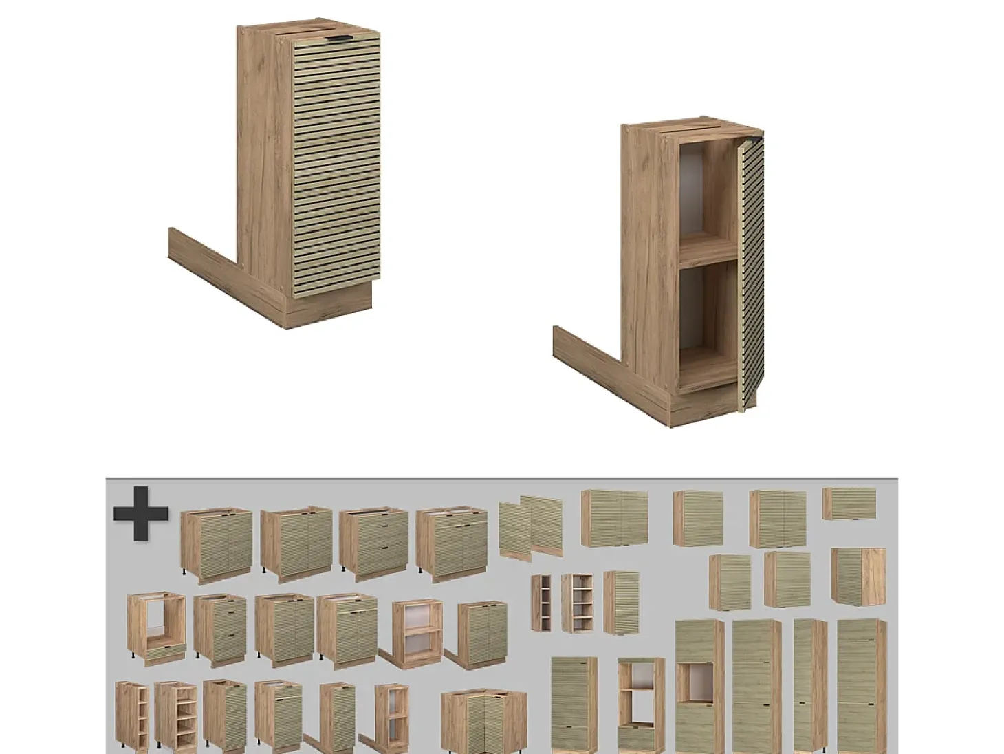 Isla de cocina panel de roble 30x70x82 fame-line