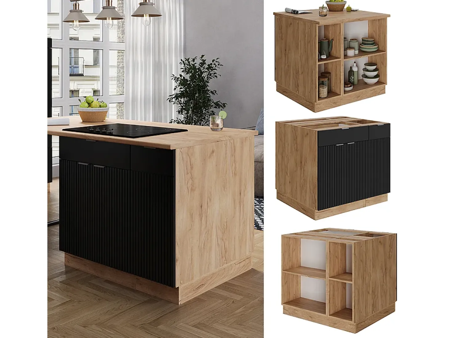 Isla de cocina rayas negras 90x60x82 fame-line