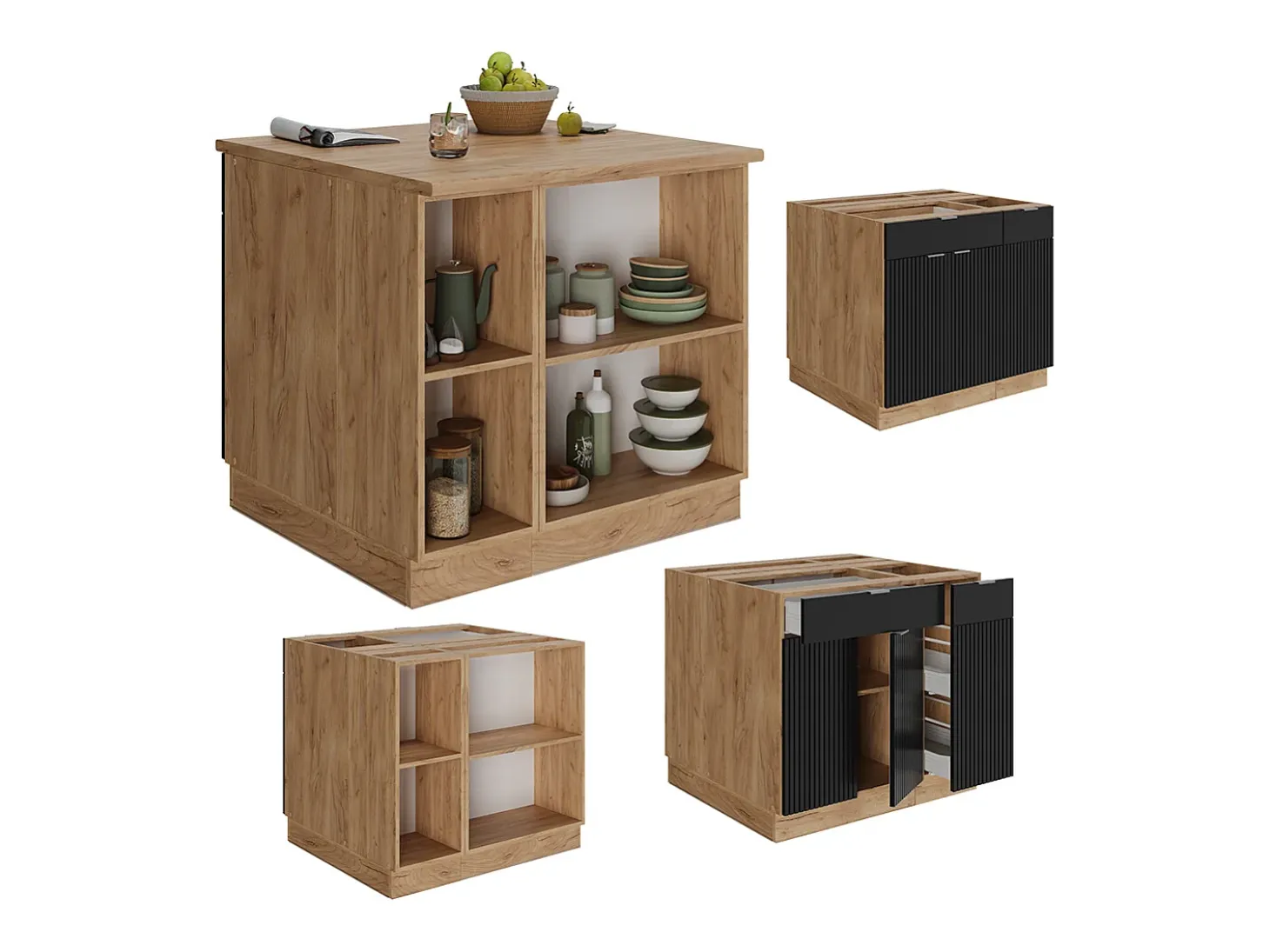 Isla de cocina rayas negras 90x60x82 fame-line