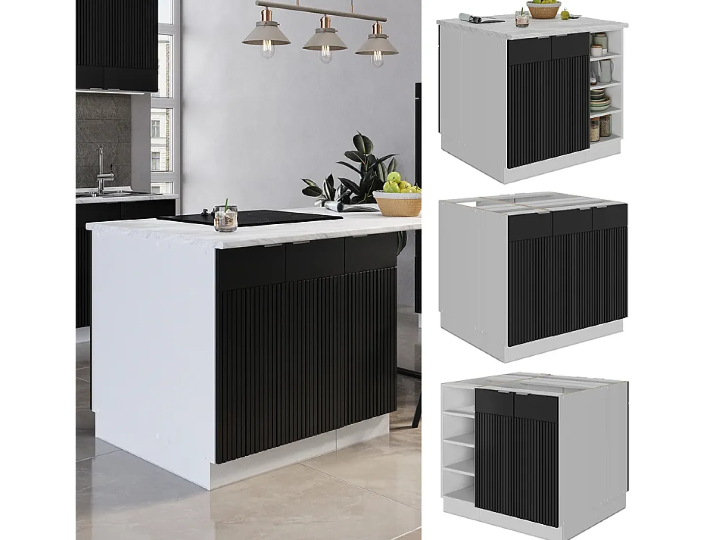 Isla de cocina rayas negras 90x60x82 fame-line