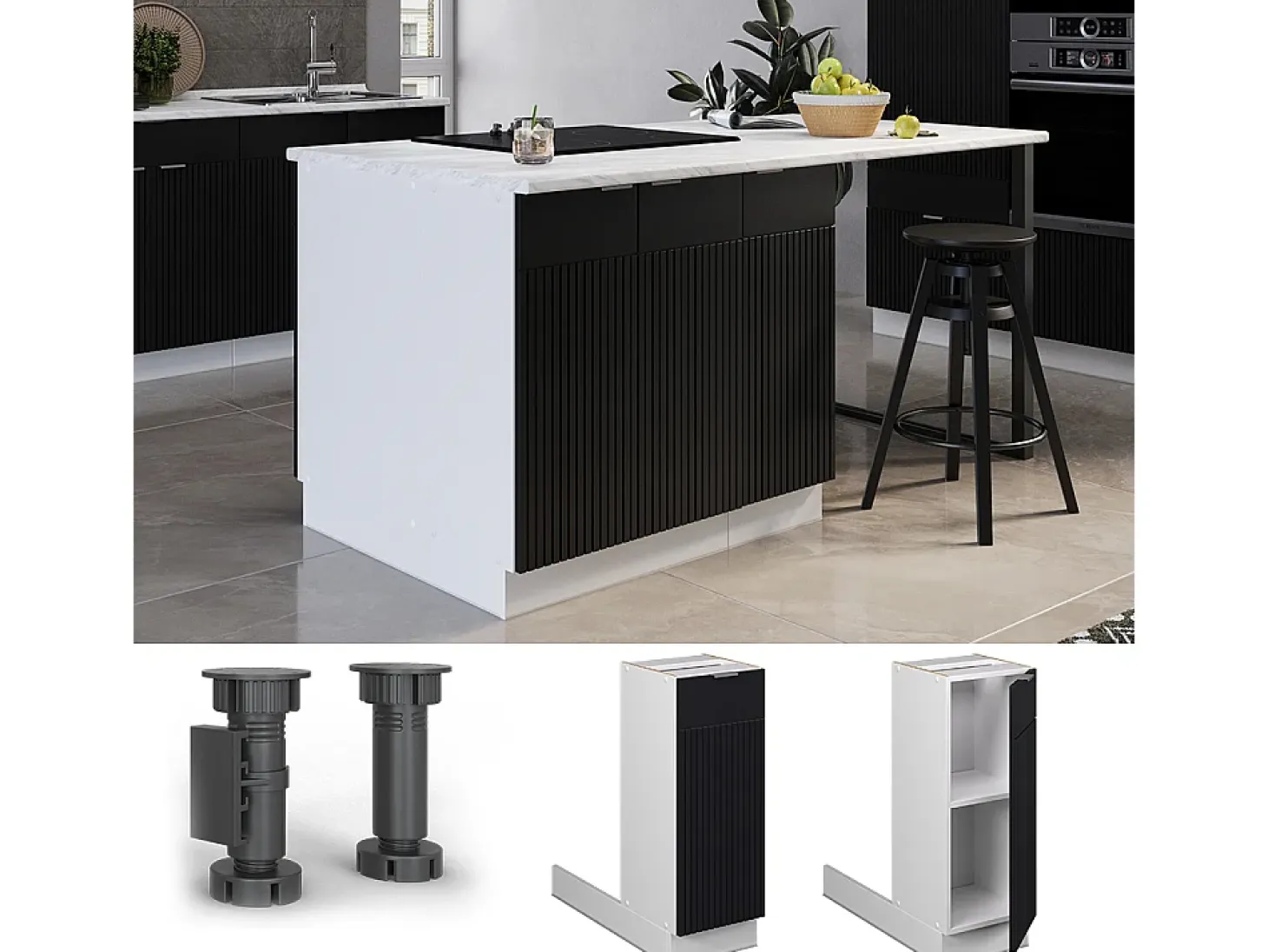 Isla de cocina rayas negras 30x70x82 fame-line