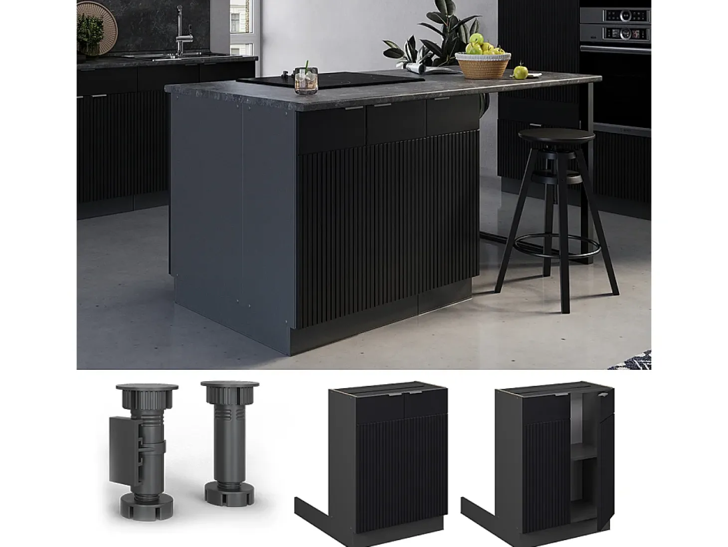 Isla de cocina rayas negras 60x70x82 fame-line