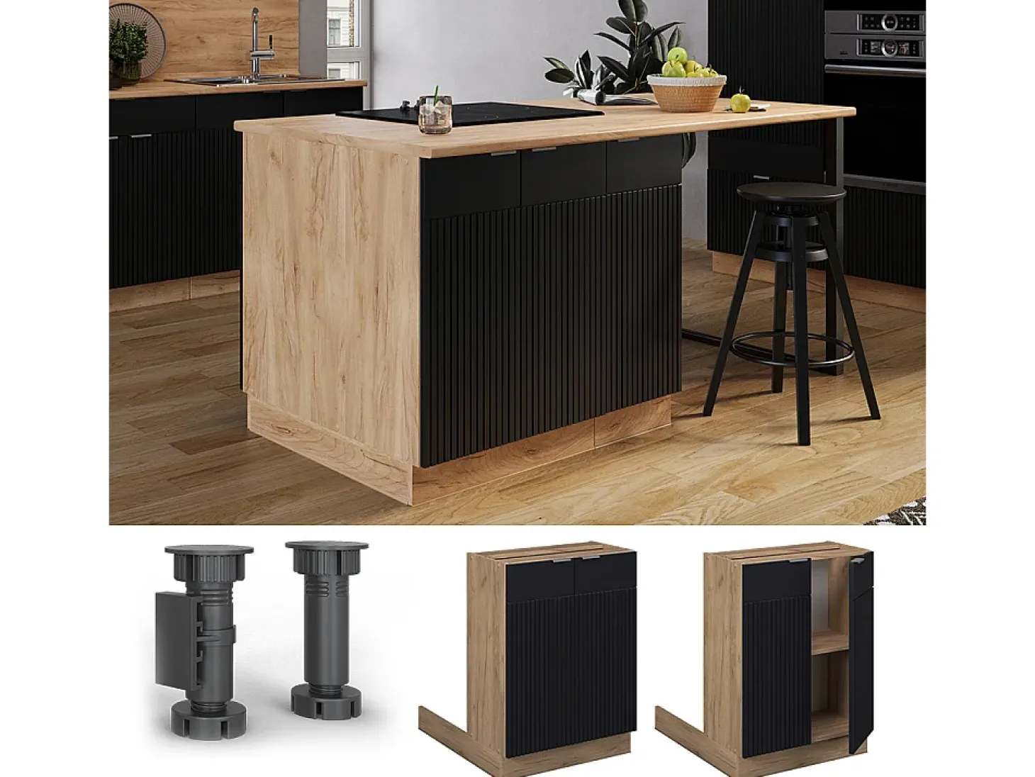 Isla de cocina rayas negras 60x30x82 fame-line